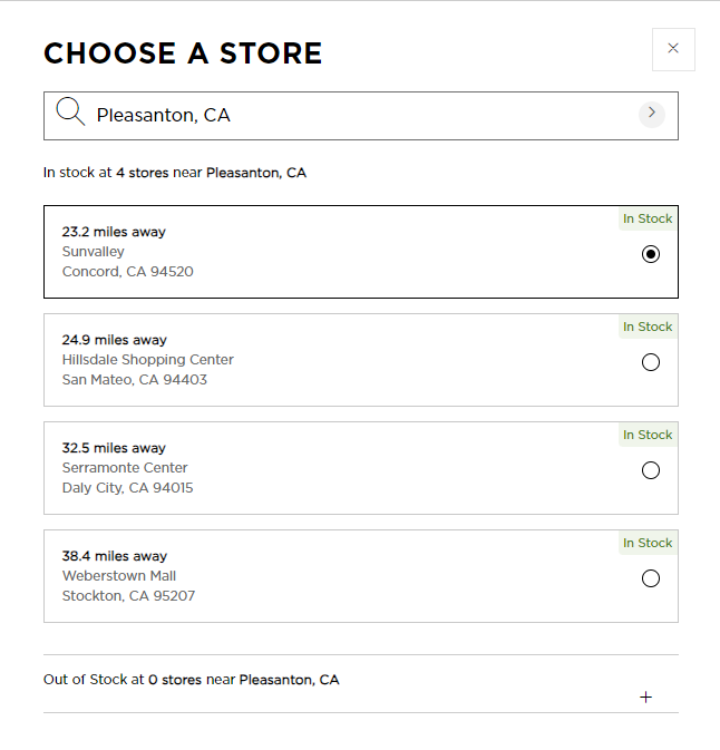 JD Sports store locator screenshots